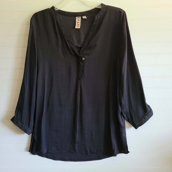 Dolan Shirt Womens Medium Relaxed V Neck Tunic Hi Low Button Anthropologie - Picture 1 of 12